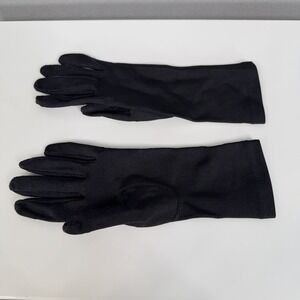 Vintage Isotoner Gloves Womens One Size Black Stretch Nylon Wrist Dress Classic